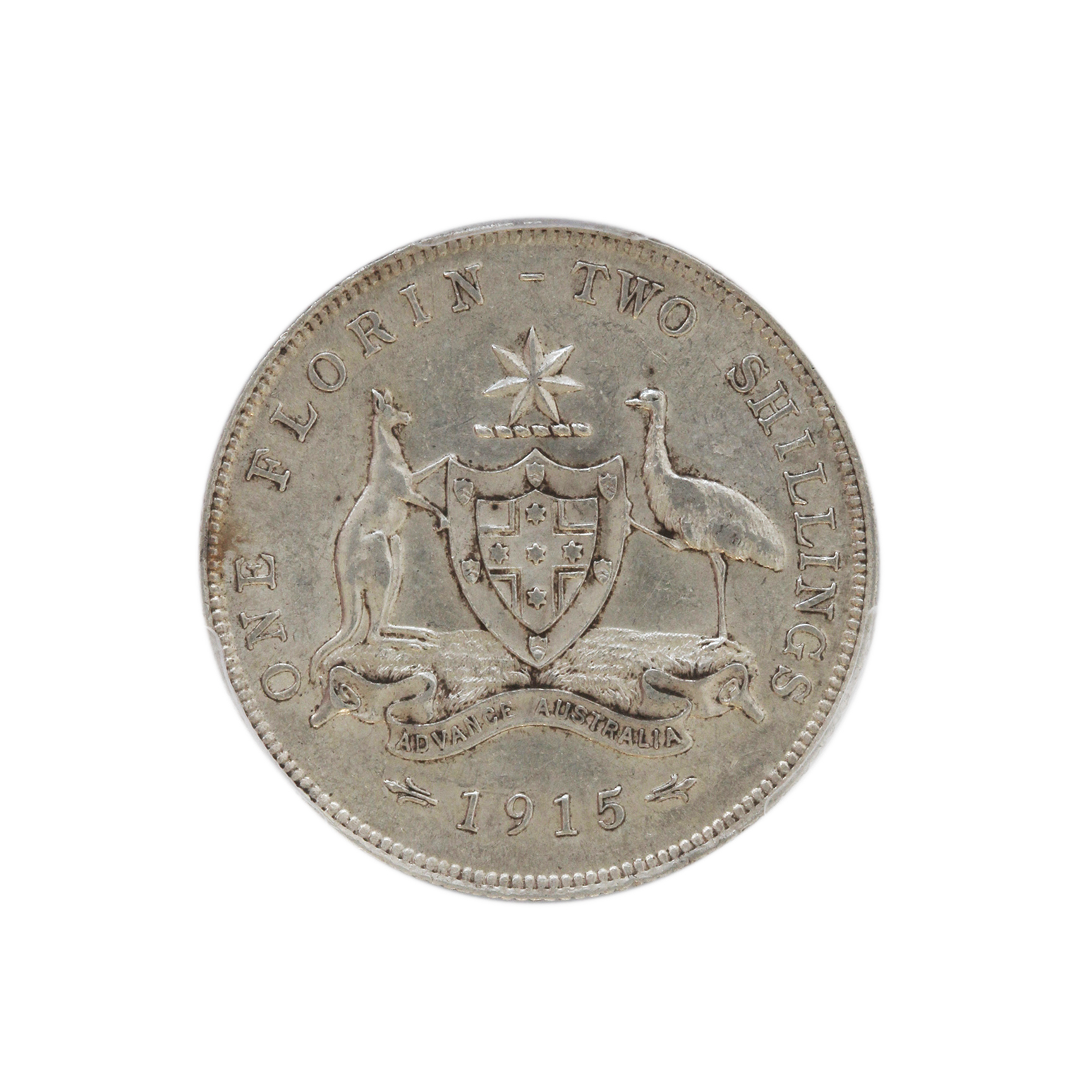 George V, Florin, 1915, AU 58