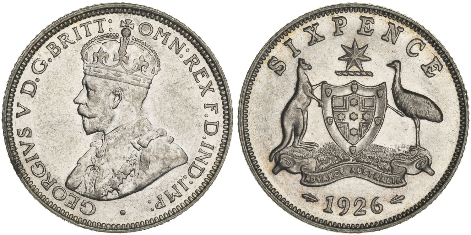 George V, Sixpence, 1926, aUNC