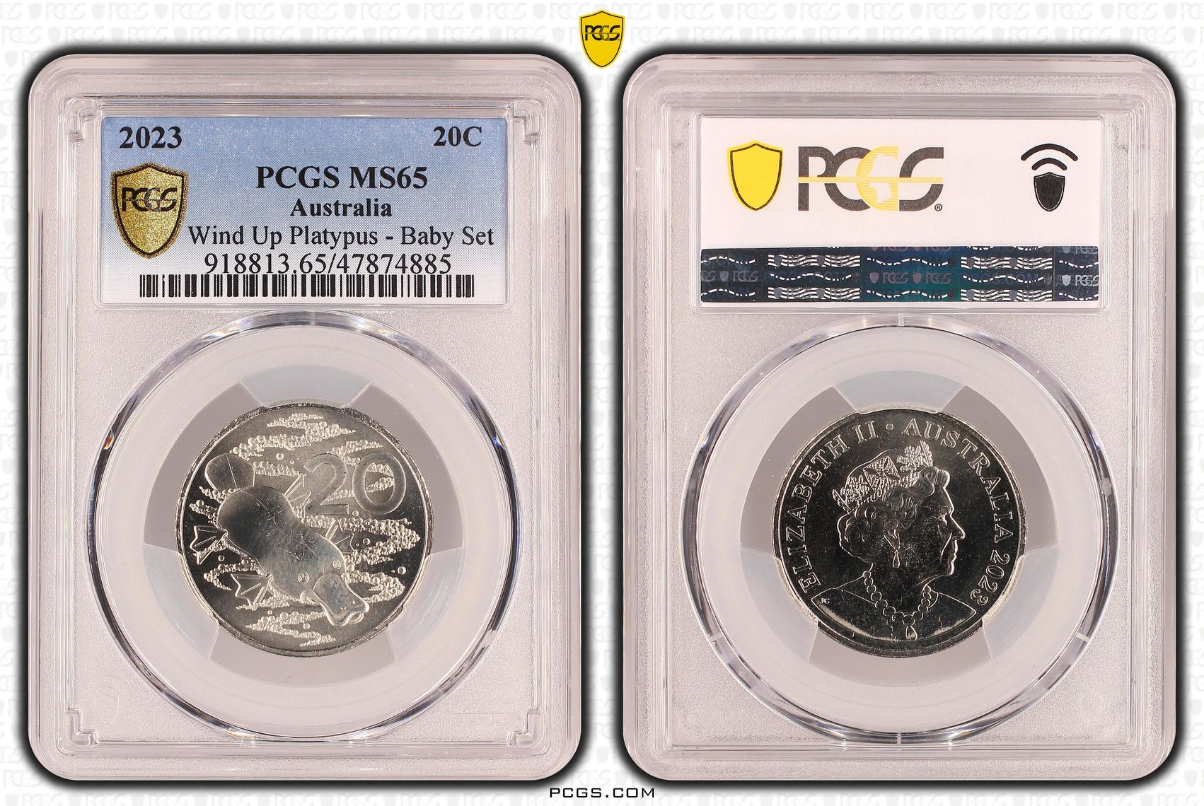 Wind Up Platypus - Baby Set, Twenty Cent, 2023, PCGS MS 65
