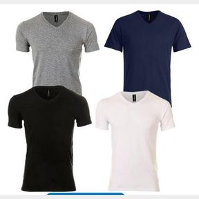 T SHIRTS FOR MEN APEY V-NECK SLIM FIT PACK OF 4, WHITE BLACK GREY NAVY XL - 52055/32667