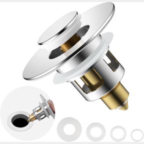 HYGIE RINSE UNIVERSAL 2 IN 1 BATHROOM SINK STOPPER, ALL METAL POP UP SINK STRAINER WITH ANTI-CLOGGING FILTER BASKET, FOR STANDARD