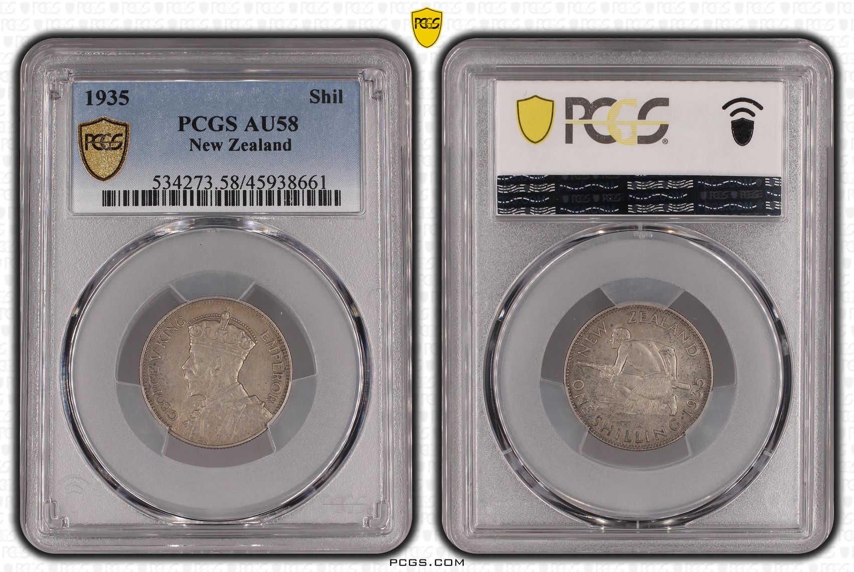 1935 New Zealand Shilling Silver PCGS - AU58 -661