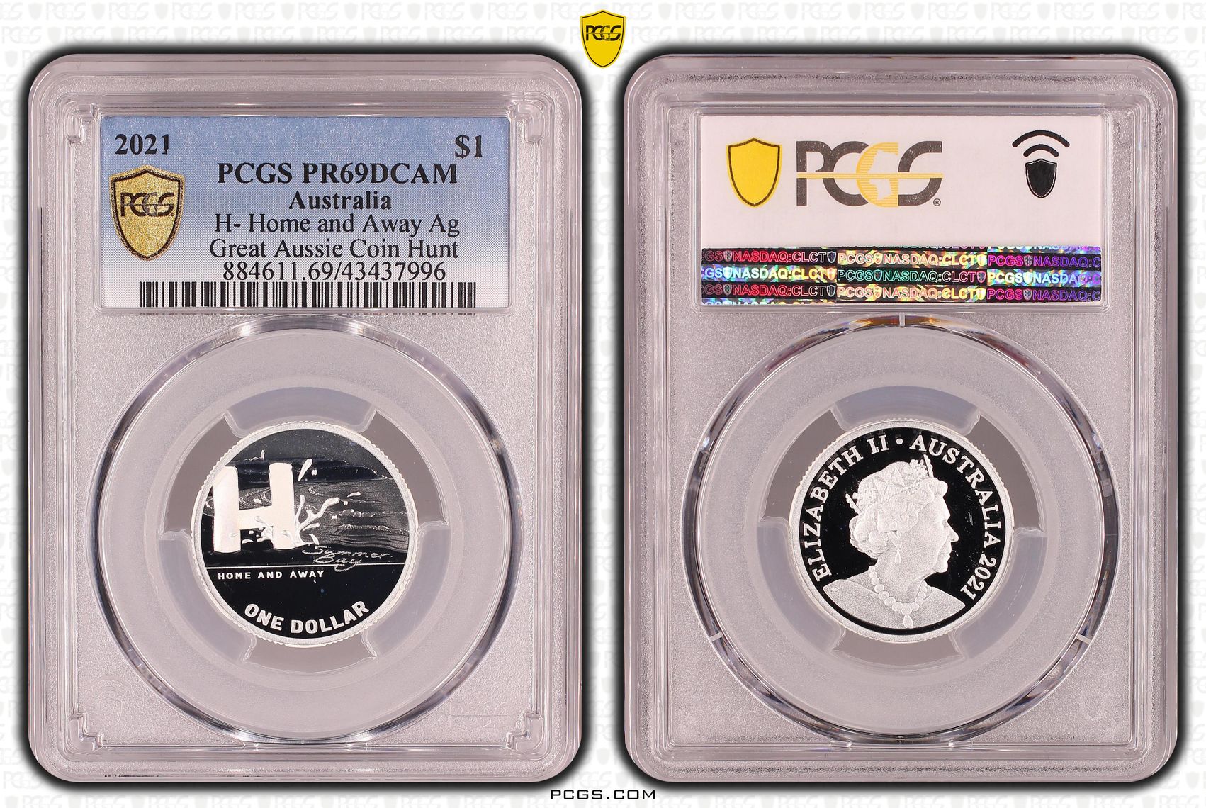 Elizabeth II, Silver, H- Home and Away, Great Aussie Coin Hunt, One Dollar, PR69DCAM , 2021 PCGS POP - 3/0