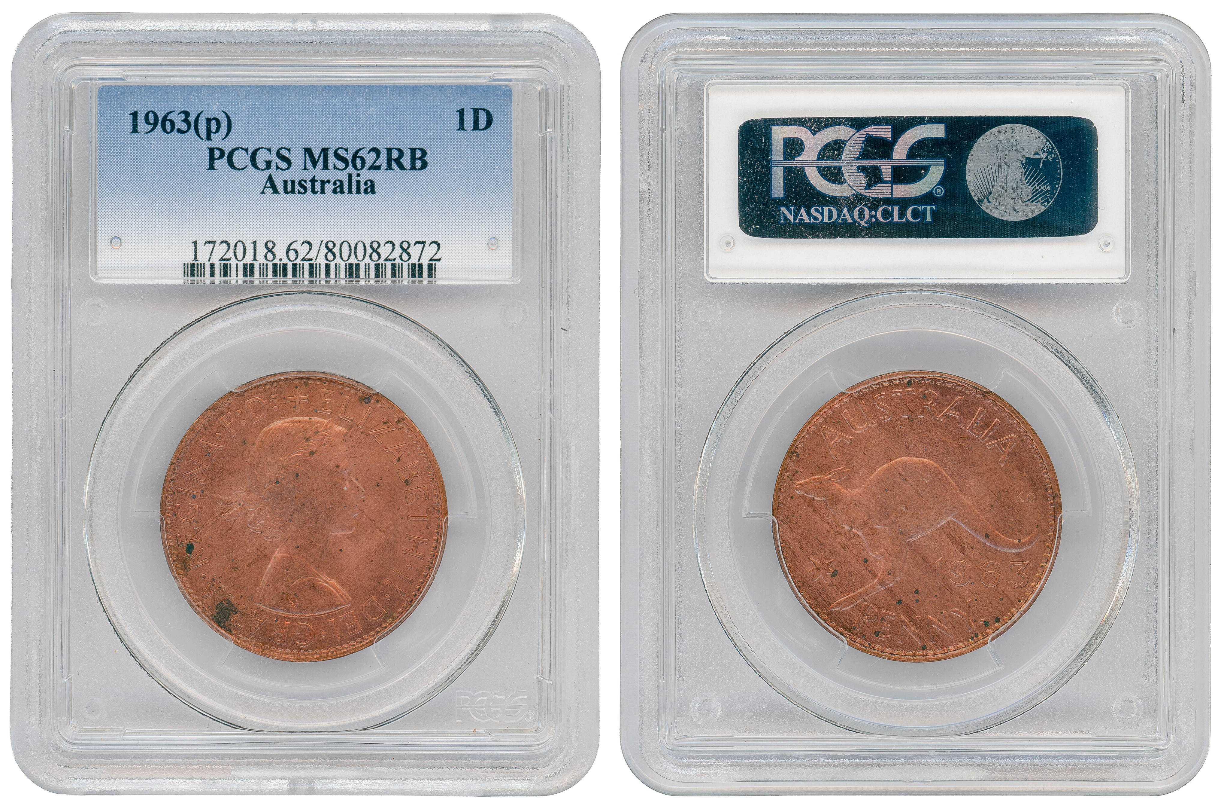 Elizabeth II, Penny, 1963-Y., PCGS MS62RB