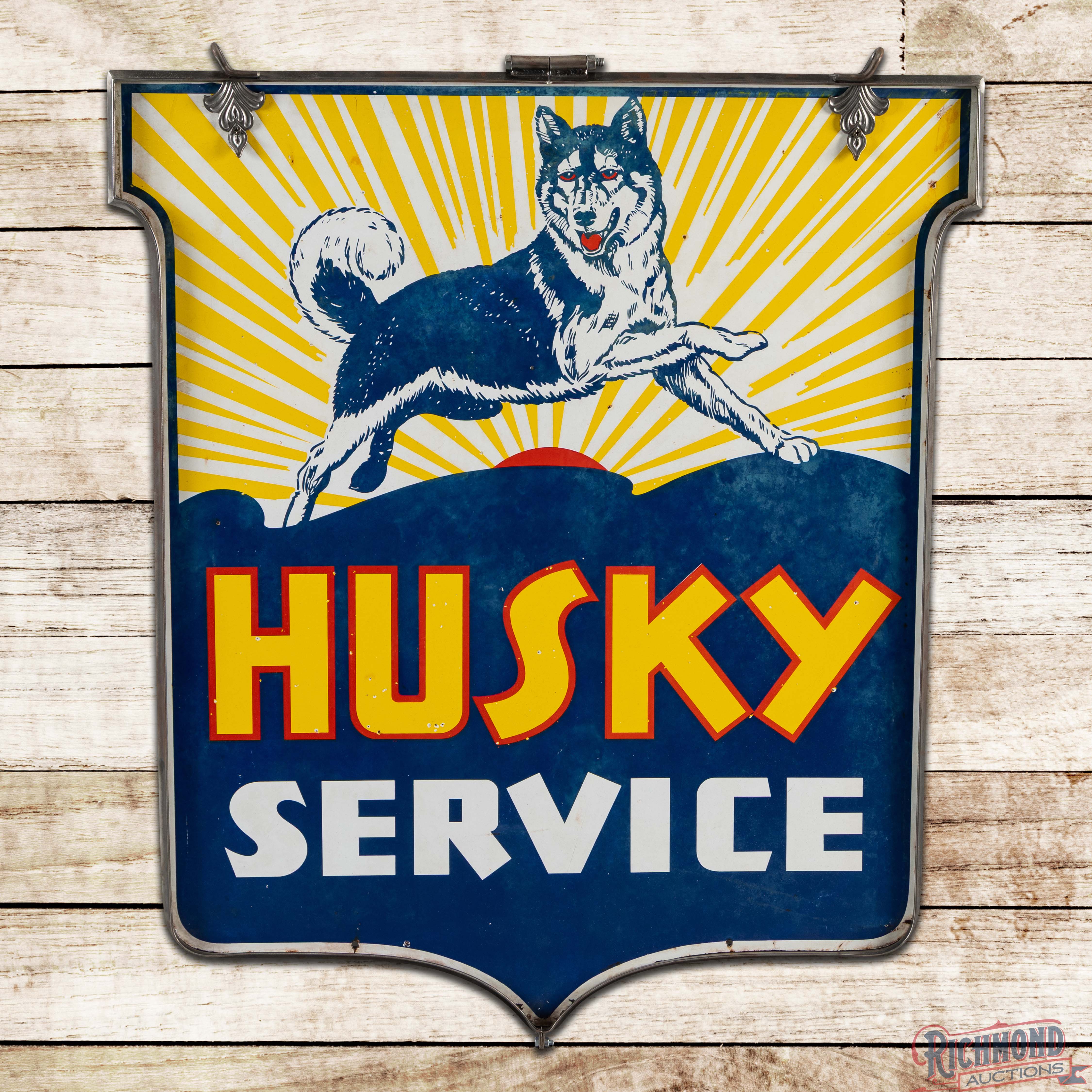 Husky Service 4' Double Sided Porcelain Die Cut Sign w/ Custom Ring ...