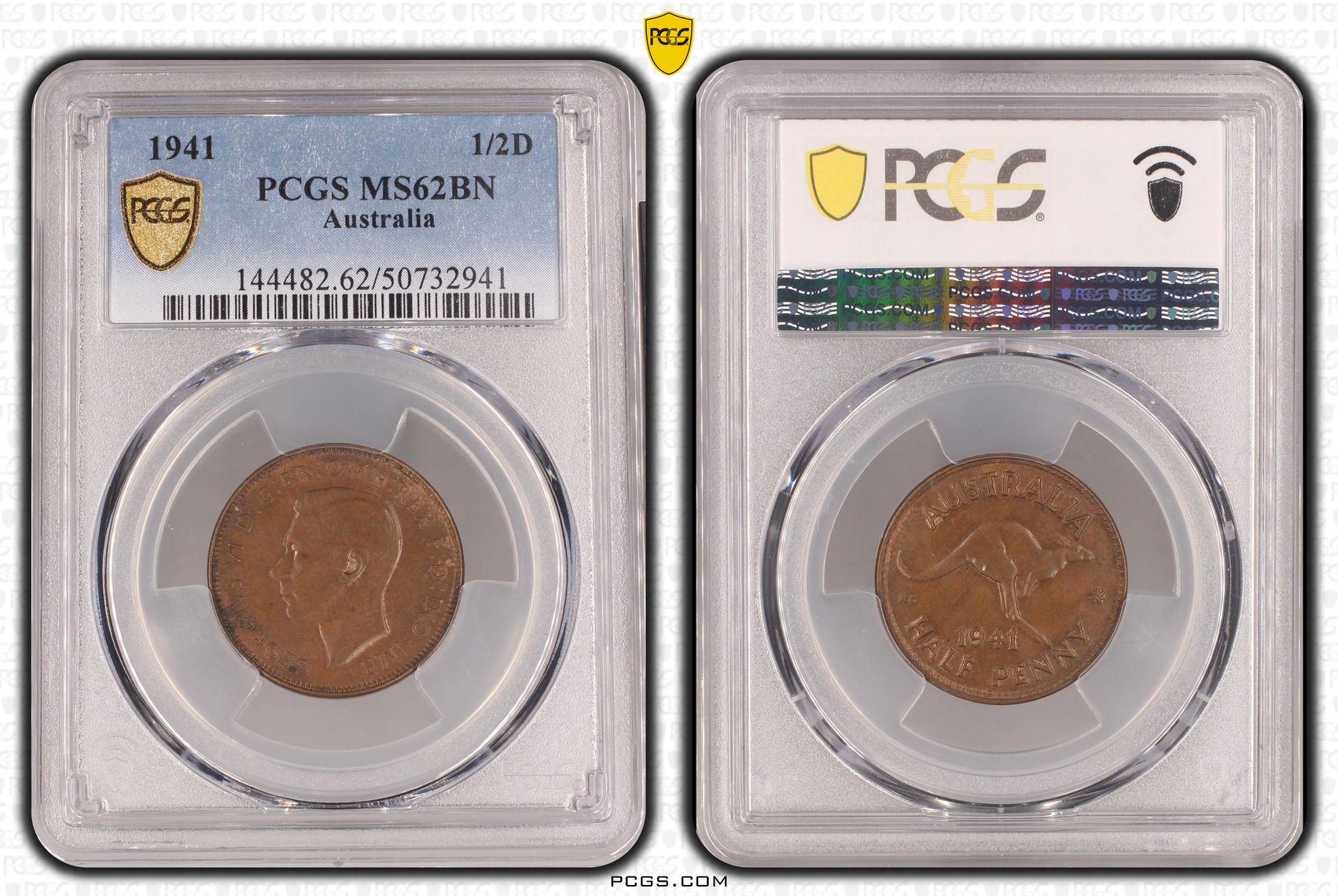 16 · Halfpenny, 1941, PCGS MS62BN