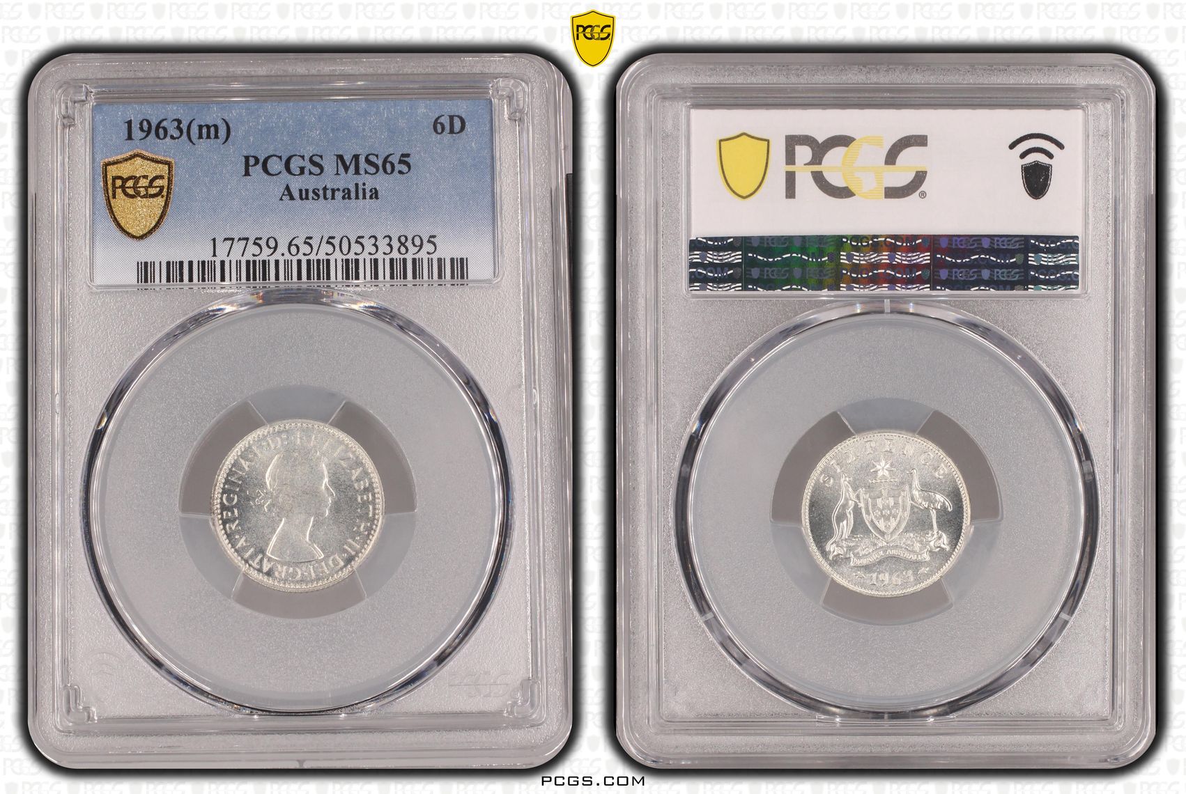 Elizabeth II, Sixpence, 1963(m), PCGS MS65