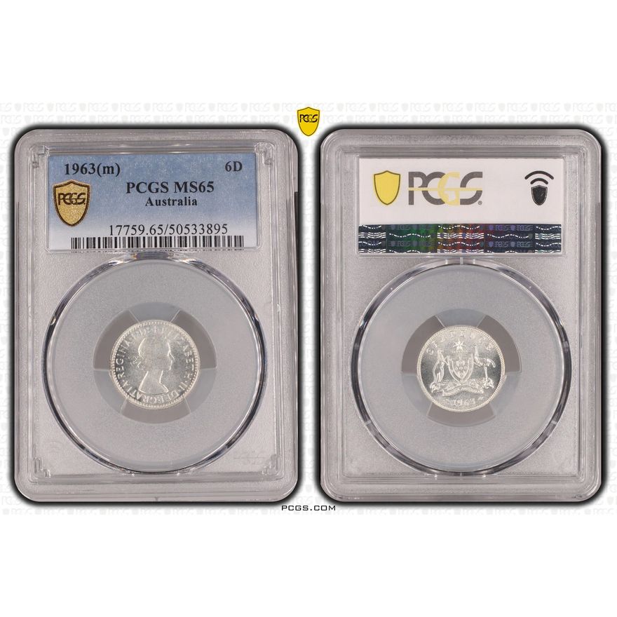 Elizabeth II, Sixpence, 1963(m), PCGS MS65