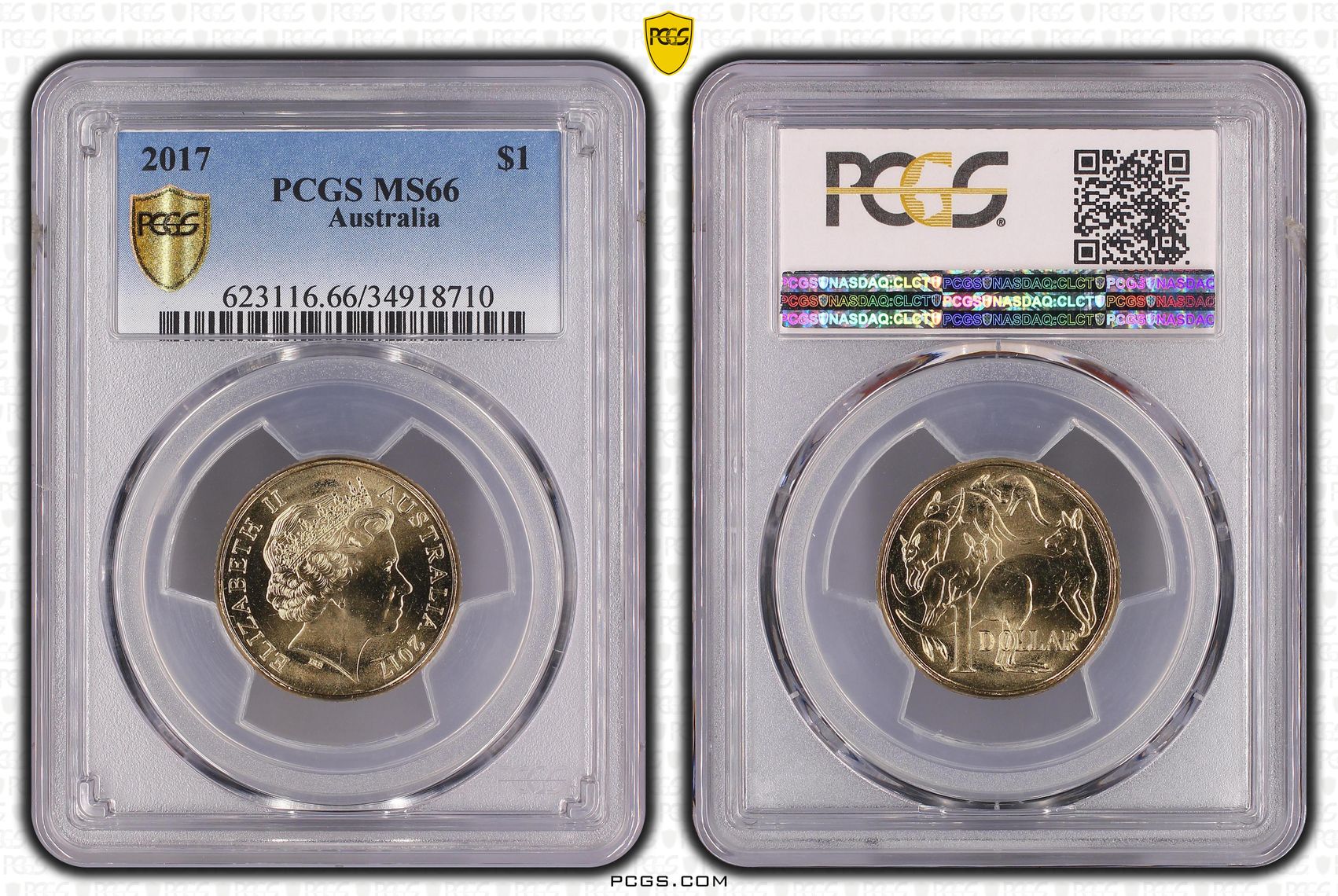 2017 Australia One Dollar, $1 PCGS - MS66 -710