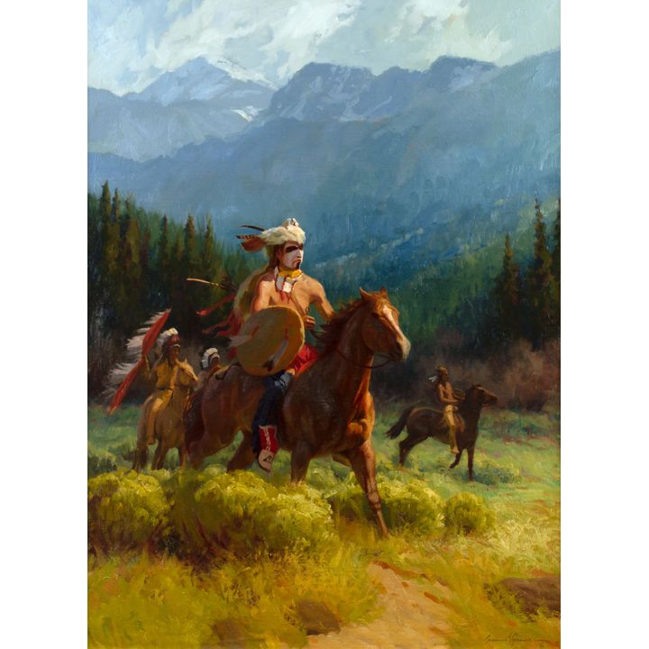 Bruce R. Greene (1953-), Untitled (Mountain Landscape with Indian)