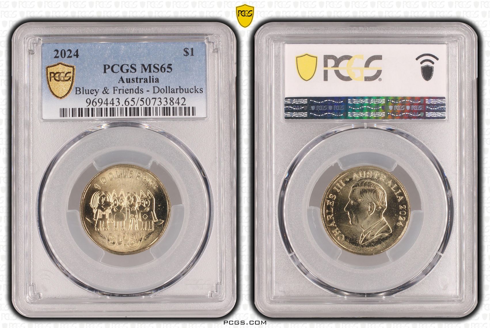 Bluey & Friends - Dollarbucks , One Dollar, 2024, PCGS MS65
