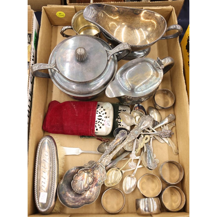 Box Antique USN Silverplate etc.