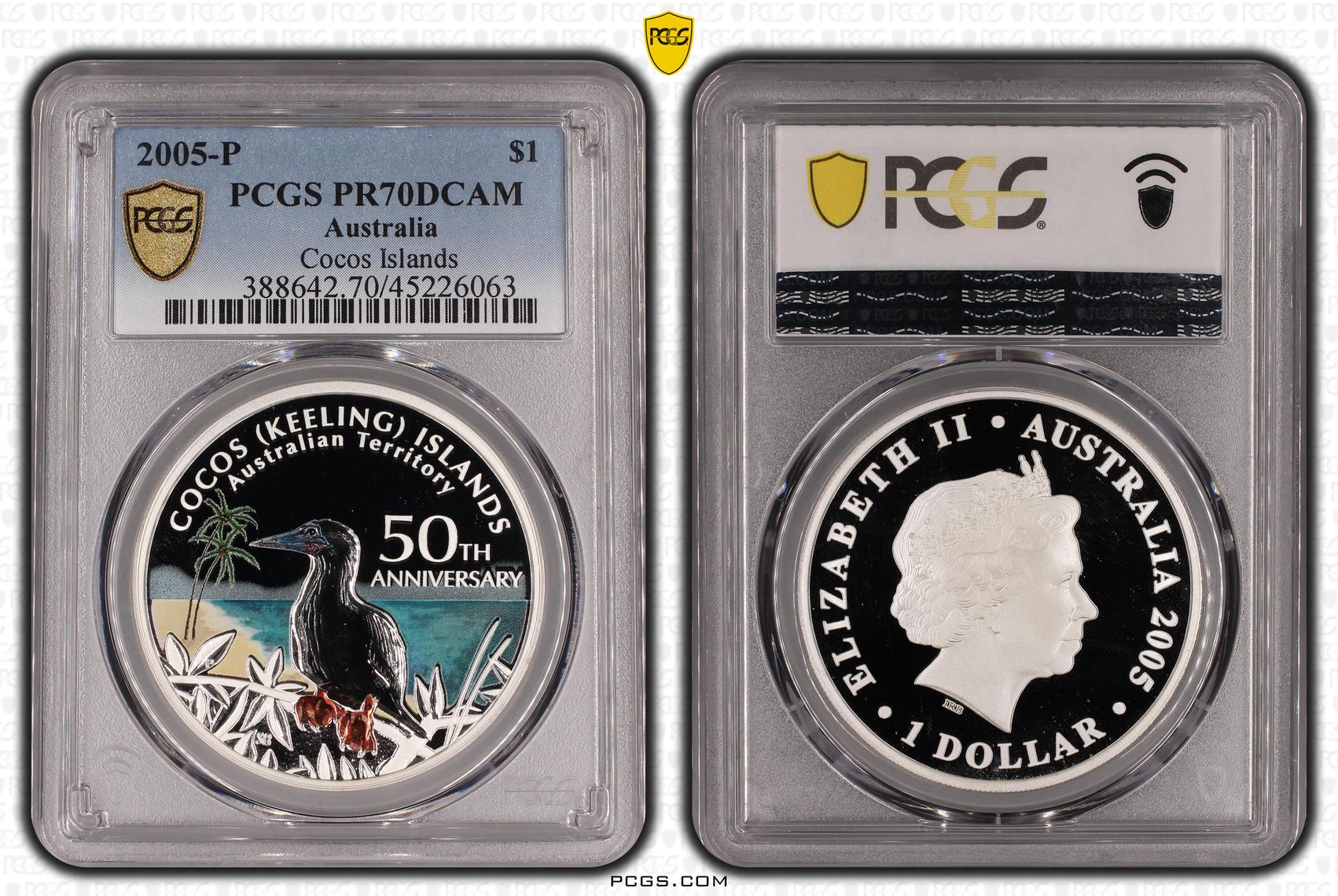2005-P Australia One Dollar, $1 Proof Cocos Islands PCGS - PR70DCAM POP 1/0 -063