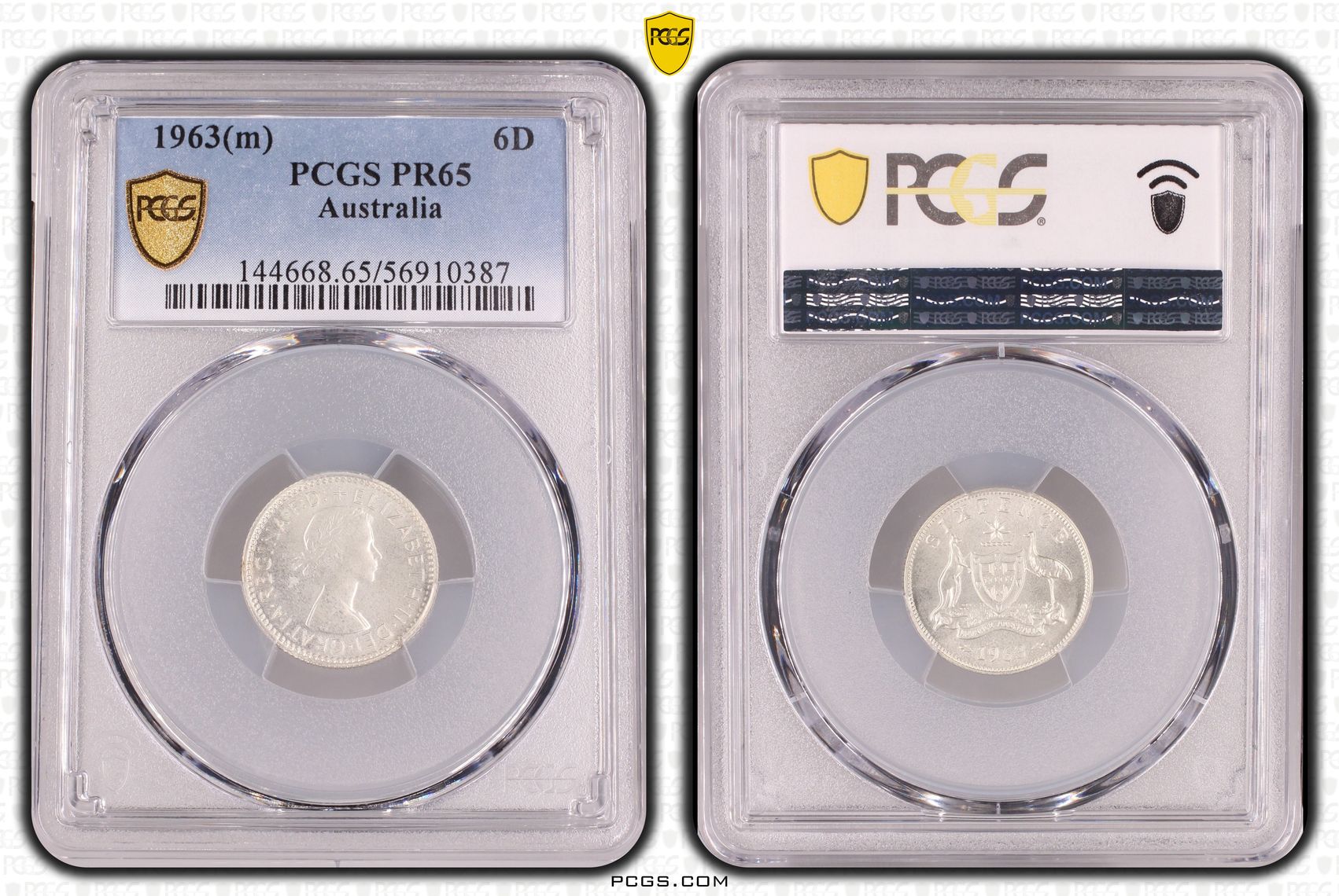 141 · Sixpence, 1963(m), PCGS PR65