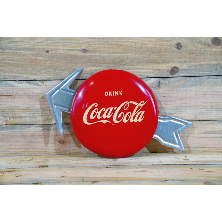 12" Drink Coca-Cola Button & Arrow Metal Sign TAC 9
