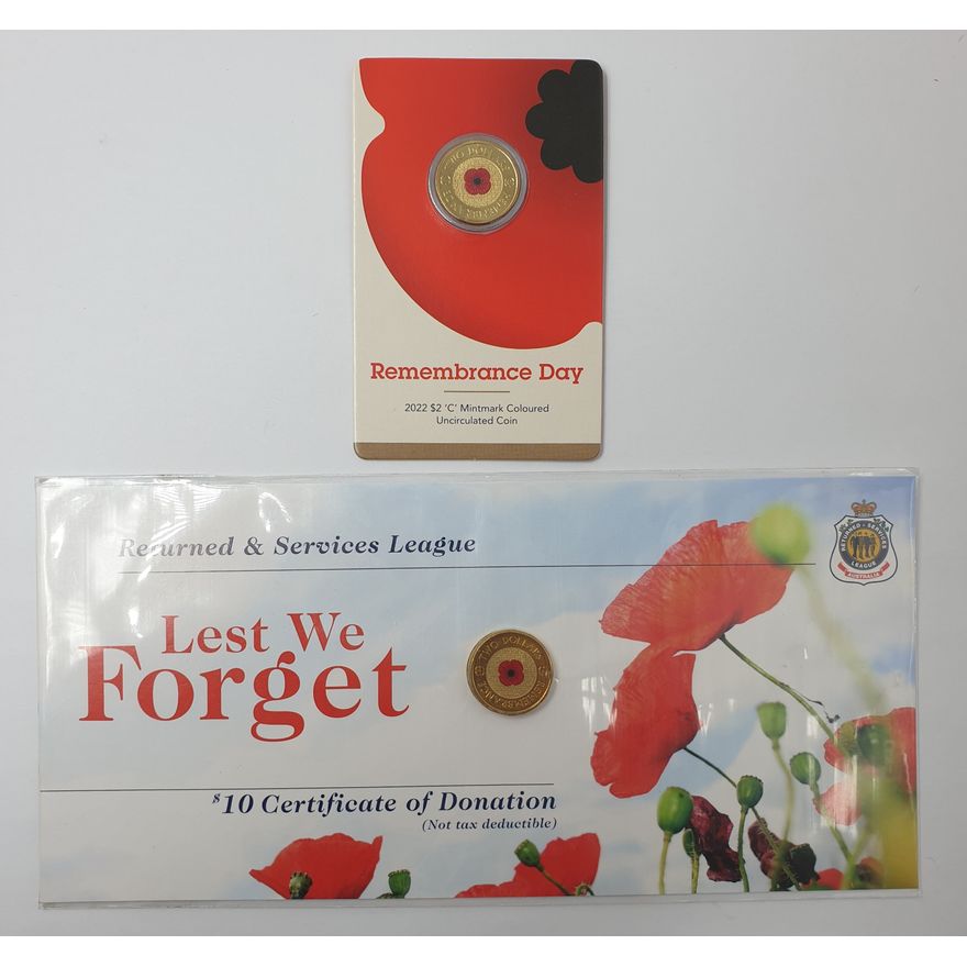 Red Poppy $2 Coins & RSL Donation Card