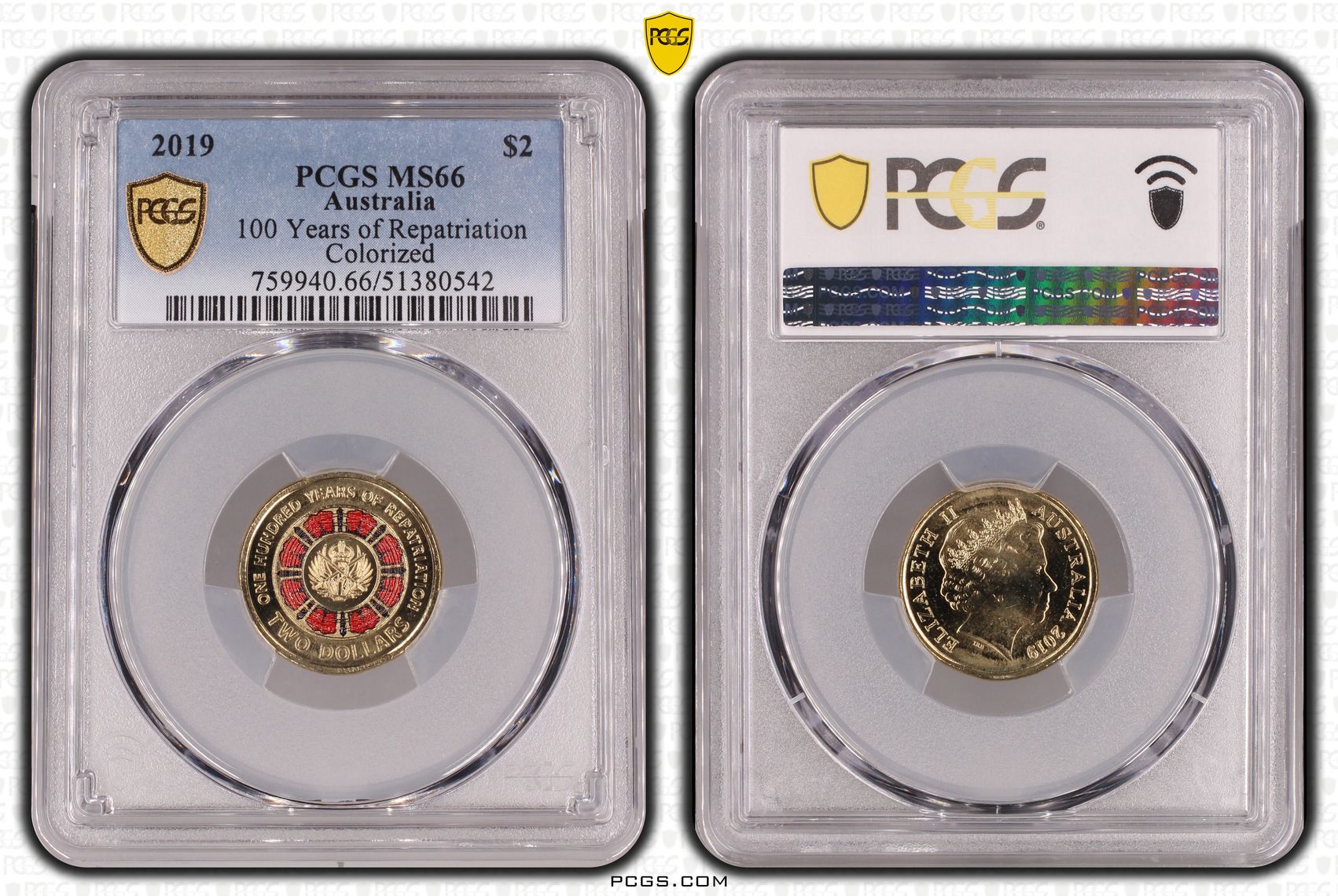 100 Years of Repatriation - Colorized, Two Dollar, 2019, PCGS MS66