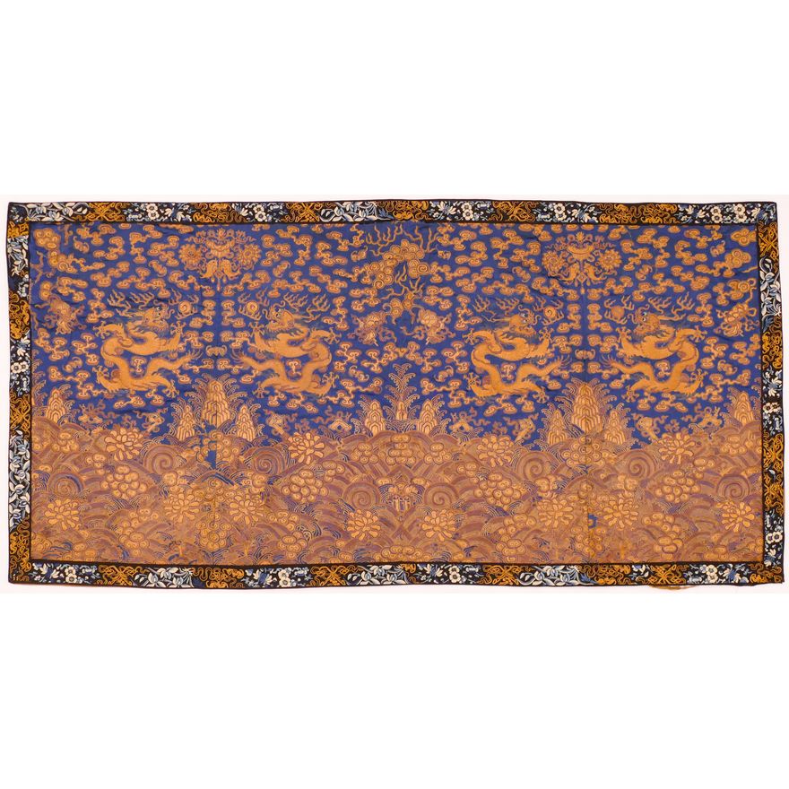 Chinese Imperial Gold Thread Dragon Robe Panel