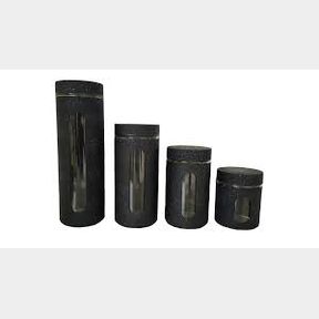 Continental Homeware 4 Pieces Storage Canister Set with Viewing Window - Black - Continental -51748/6262 SN B1 (S5)