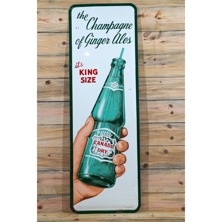 1960 Canada Dry "Champagne of Ginger Ales" Single Sided Tin Embossed Metal Sign TAC 8.9