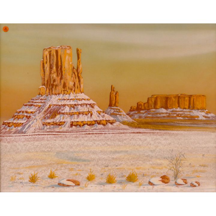 Guy Nez Jr Monument Valley Landscape Pastel Framed- 29x25''