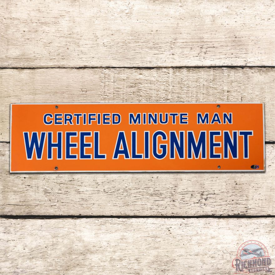 Superb Union 76 Certified Minuteman Wheel Alignment Single Sided Porcelain Sign