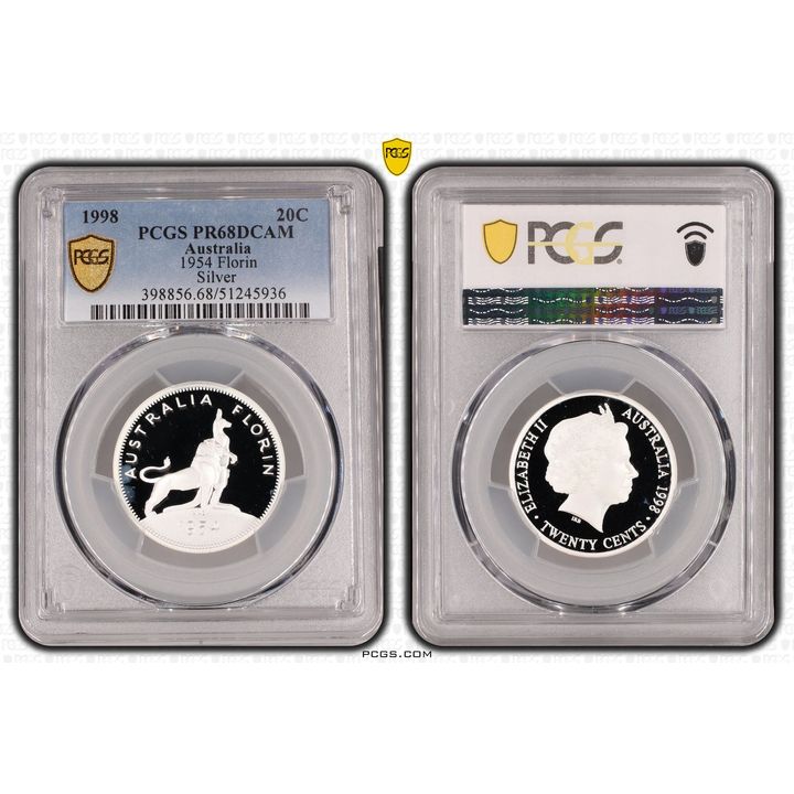 1954 Florin Silver, Twenty Cent, 1998, PCGS PR68DCAM