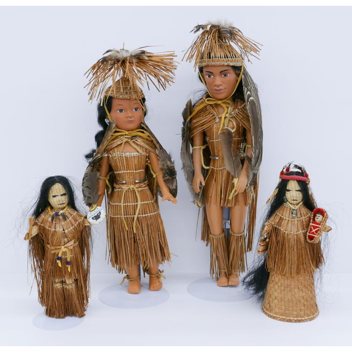 2 Pairs of June Parker Makah Basketry Indian Dolls