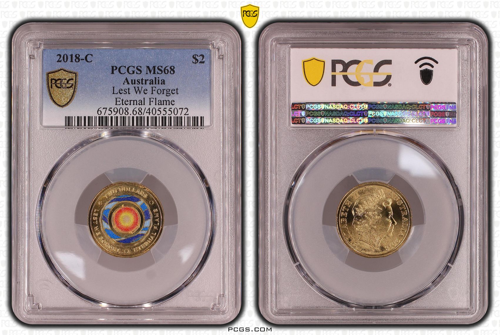 Lest We Forget - Eternal Flame Colorized, Two Dollar, 2018-C, PCGS MS68