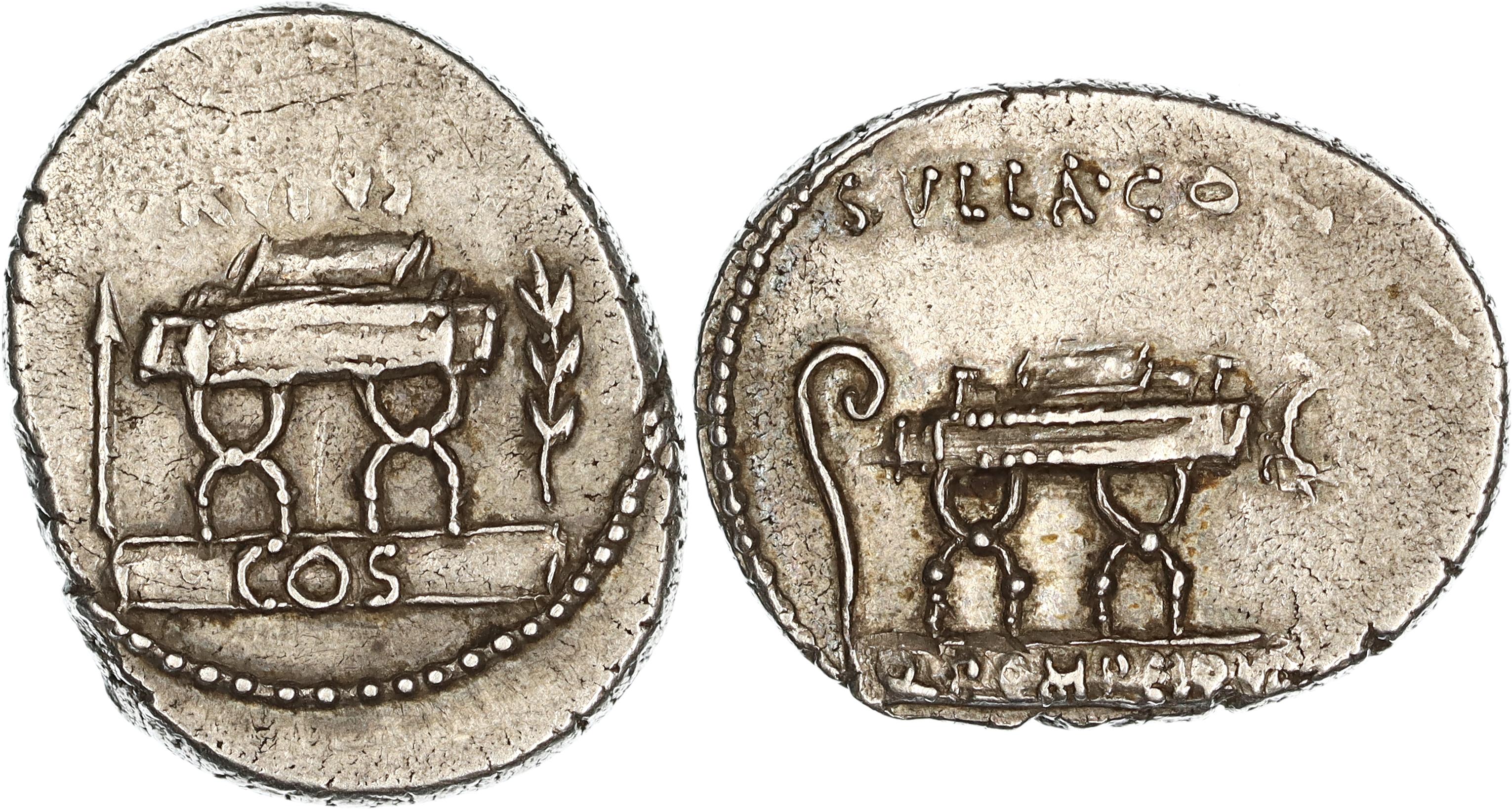 Roman Republic, Q. Pompeius Q.n. Rufus, Silver Denarius, 54 BC, gVF
