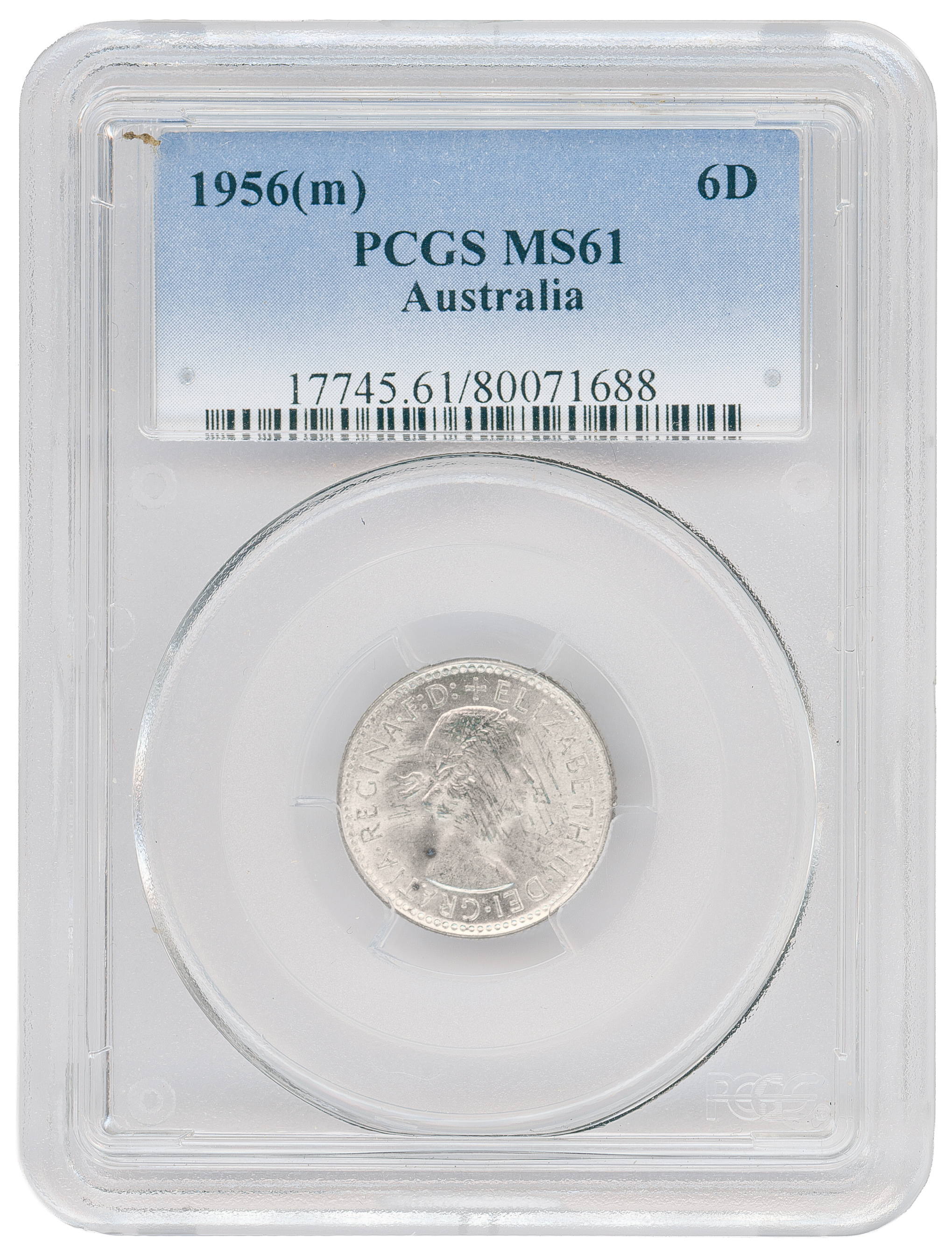 Sixpence, 1956(m), PCGS MS61