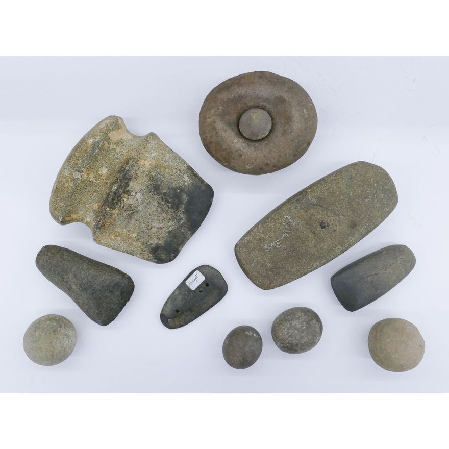 10pc Antique American Indian Stone Implements
