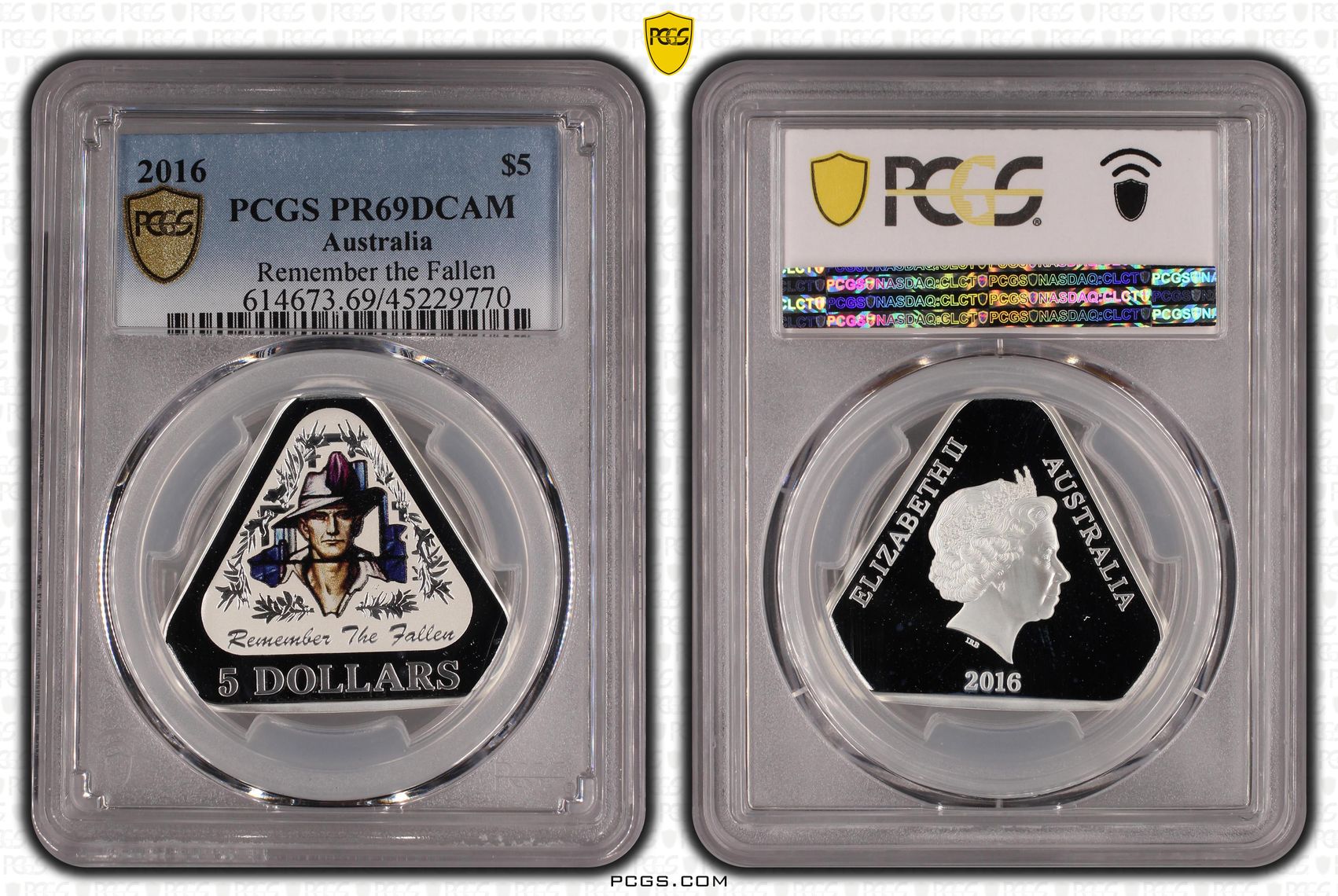 Elizabeth II, Remember the Fallen Silver, Five Dollar, 2016, PCGS PR 69DCAM