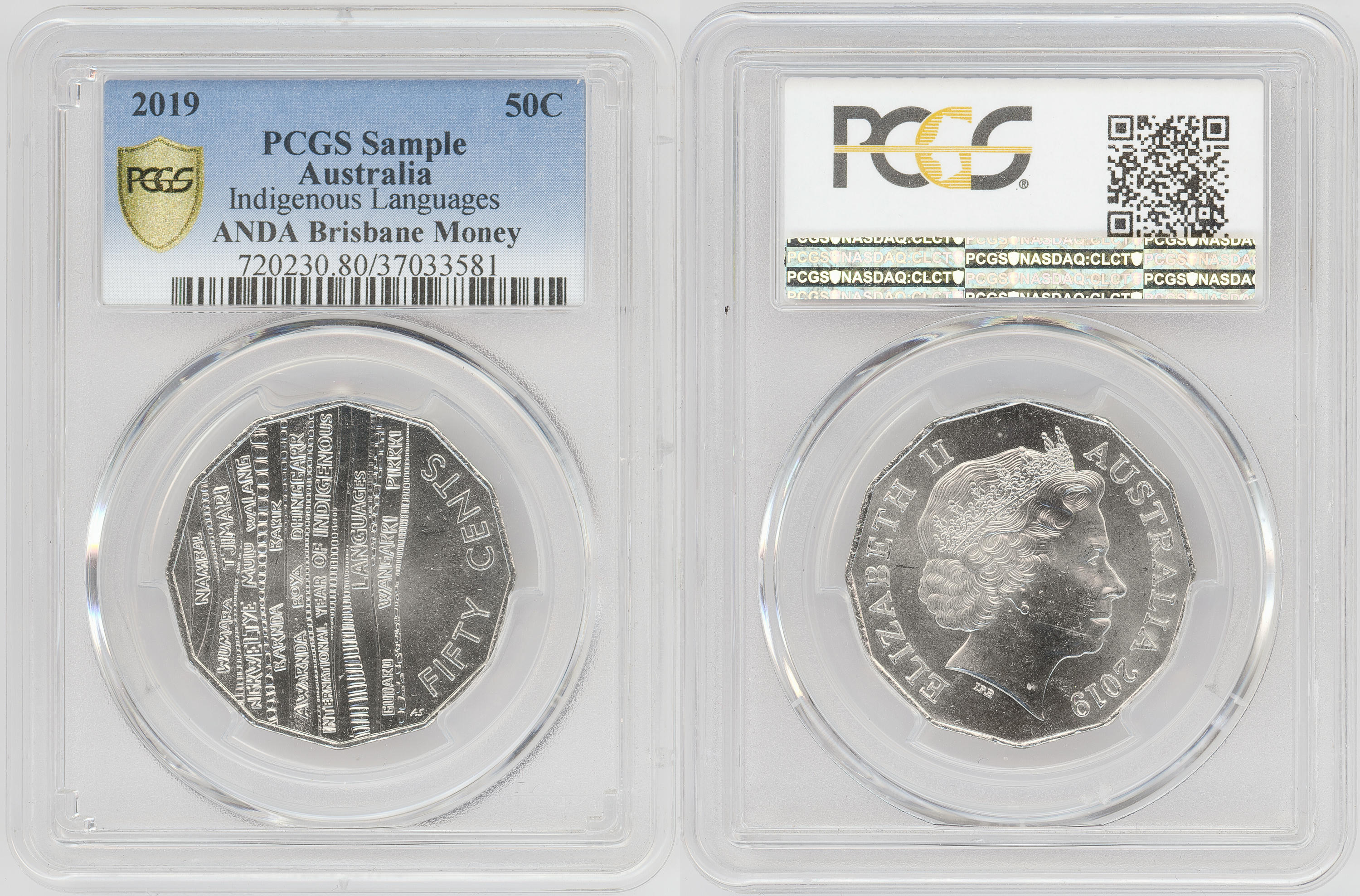 Indigenous Languages Frosted Uncirculated, Fifty Cent, 2019, PCGS Sample