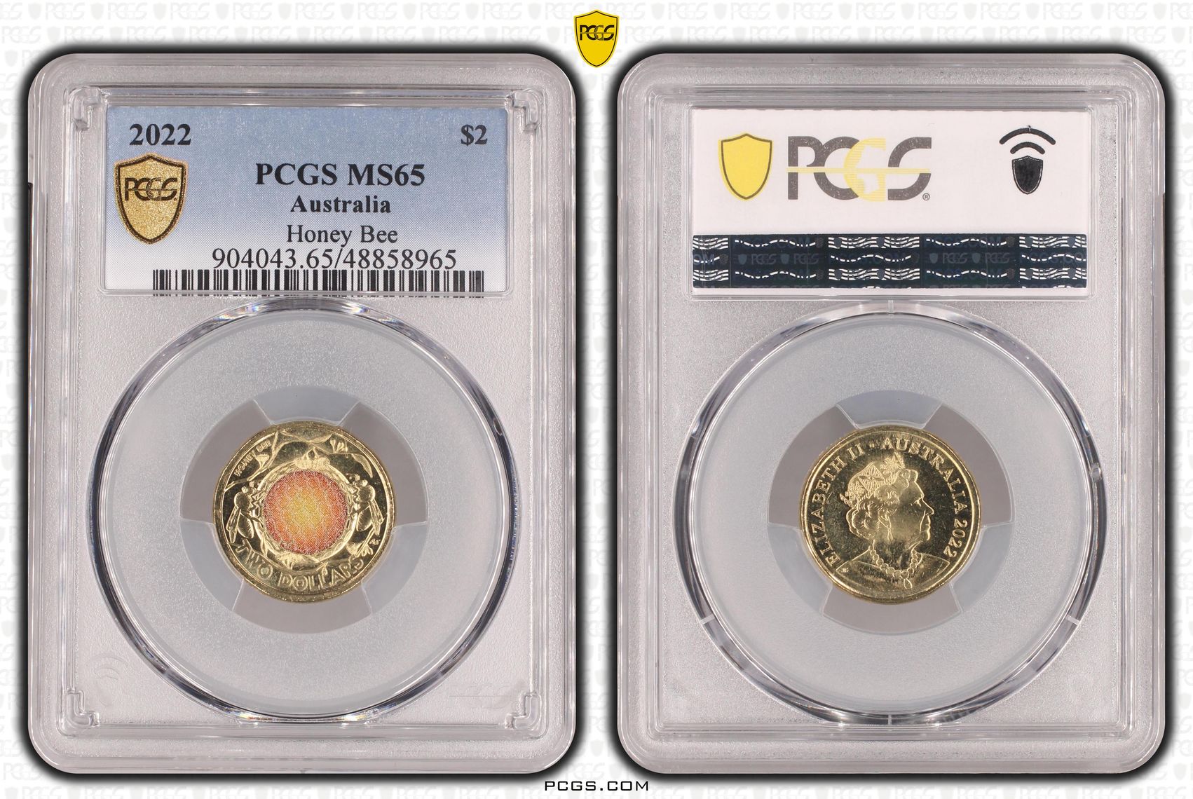 Elizabeth II, Honey Bee Colorized , Two Dollar, 2022, PCGS MS65