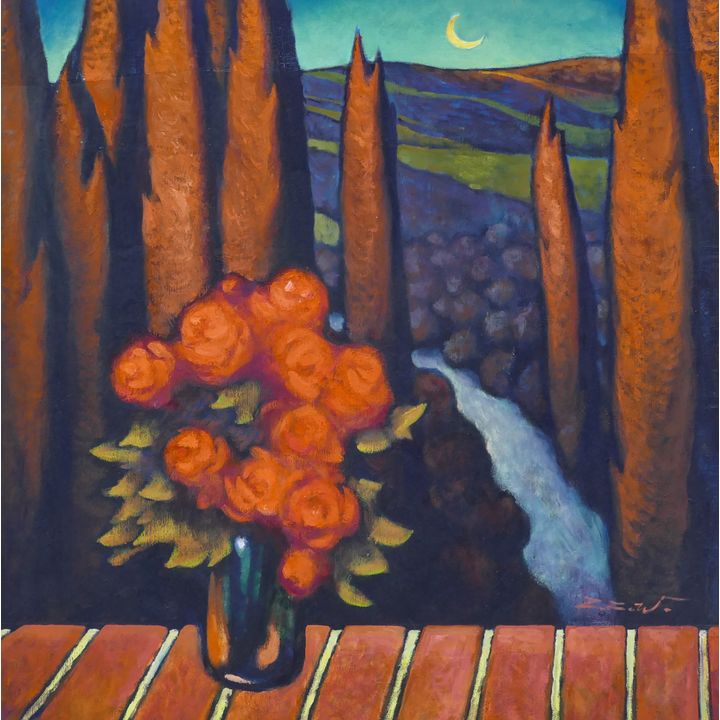 Z.Z. Wei ''Red Rose Night'' Oil