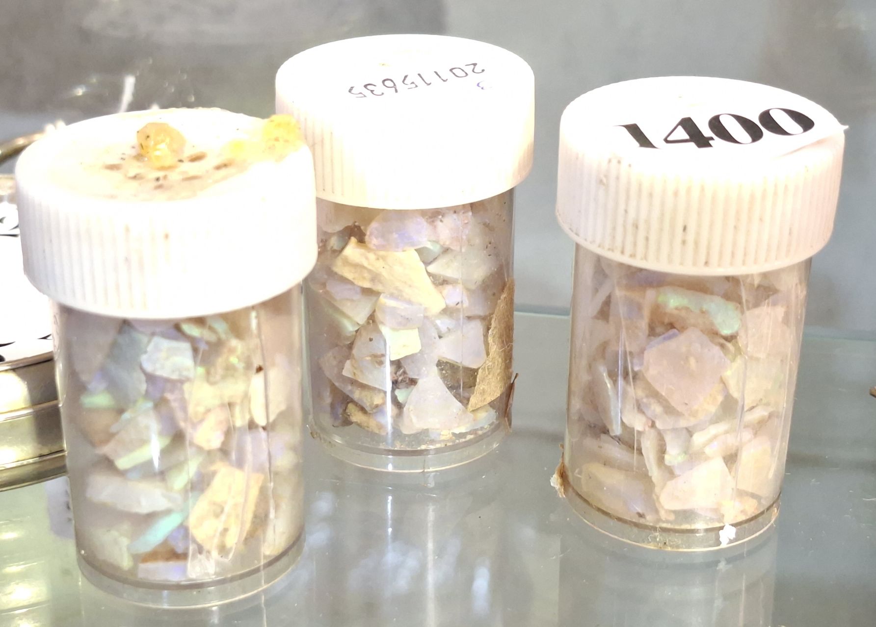 THREE VIALS OF OPAL CHIPS