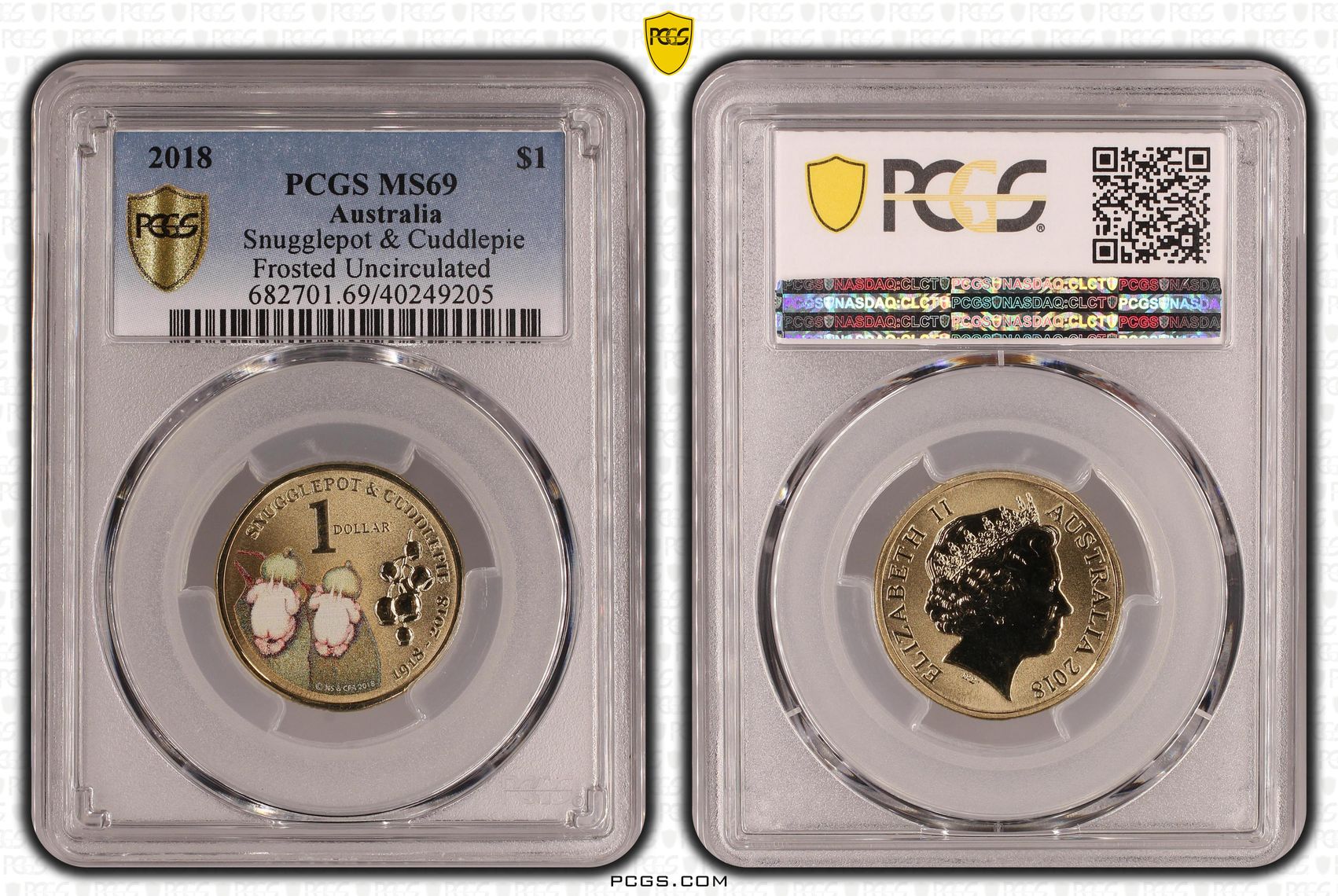 Snugglepot & Cuddlepie - Frosted Uncirculated, One Dollar, 2018, PCGS MS69