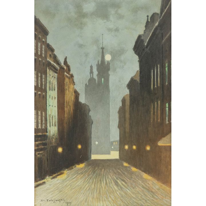 Stanisław Fabijański | Widok na kościół Mariacki w Krakowie, 1939 r.