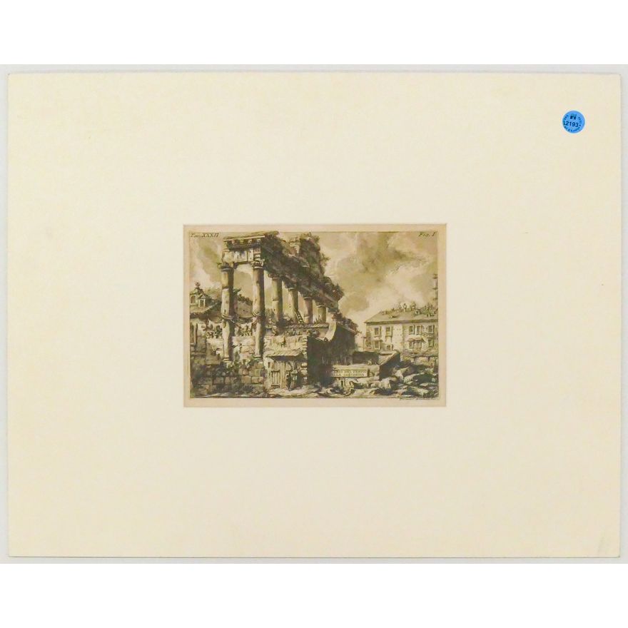 Antique Piranesi Architectural Engraving Matted 16''x20''
