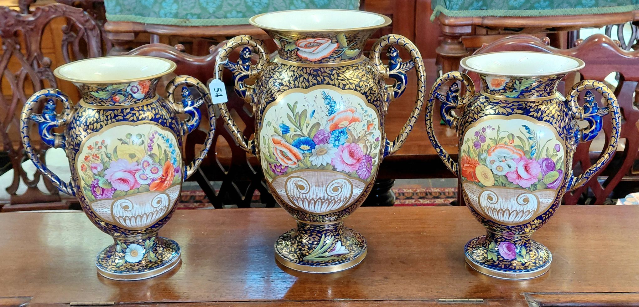 54 · ANTIQUE SPODE MANTLE VASES