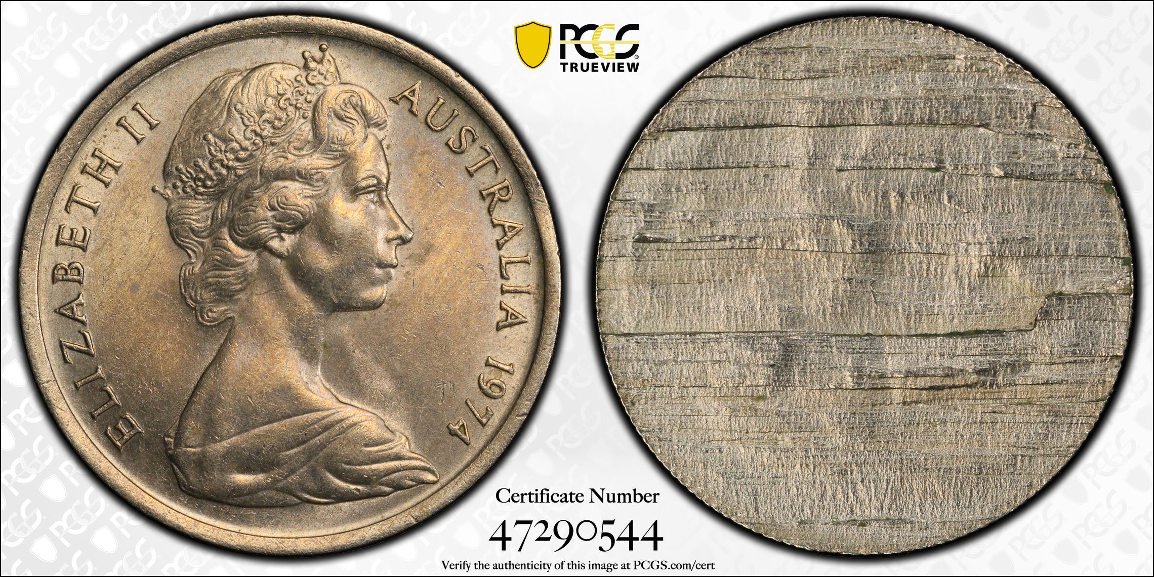 296 · Obv Half of Split Planchet, Five Cent, 1974, PCGS MS62