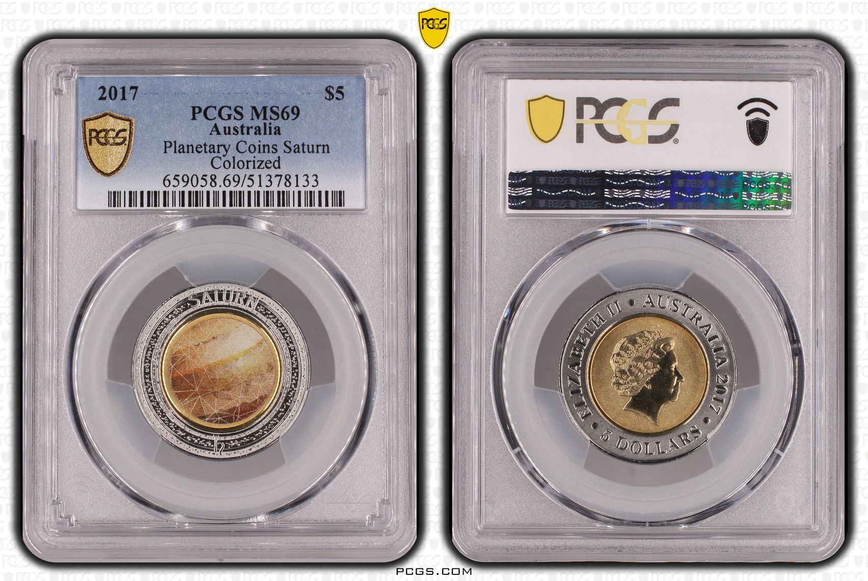 Planetary Coins Saturn, Five Dollar, 2017, PCGS MS69