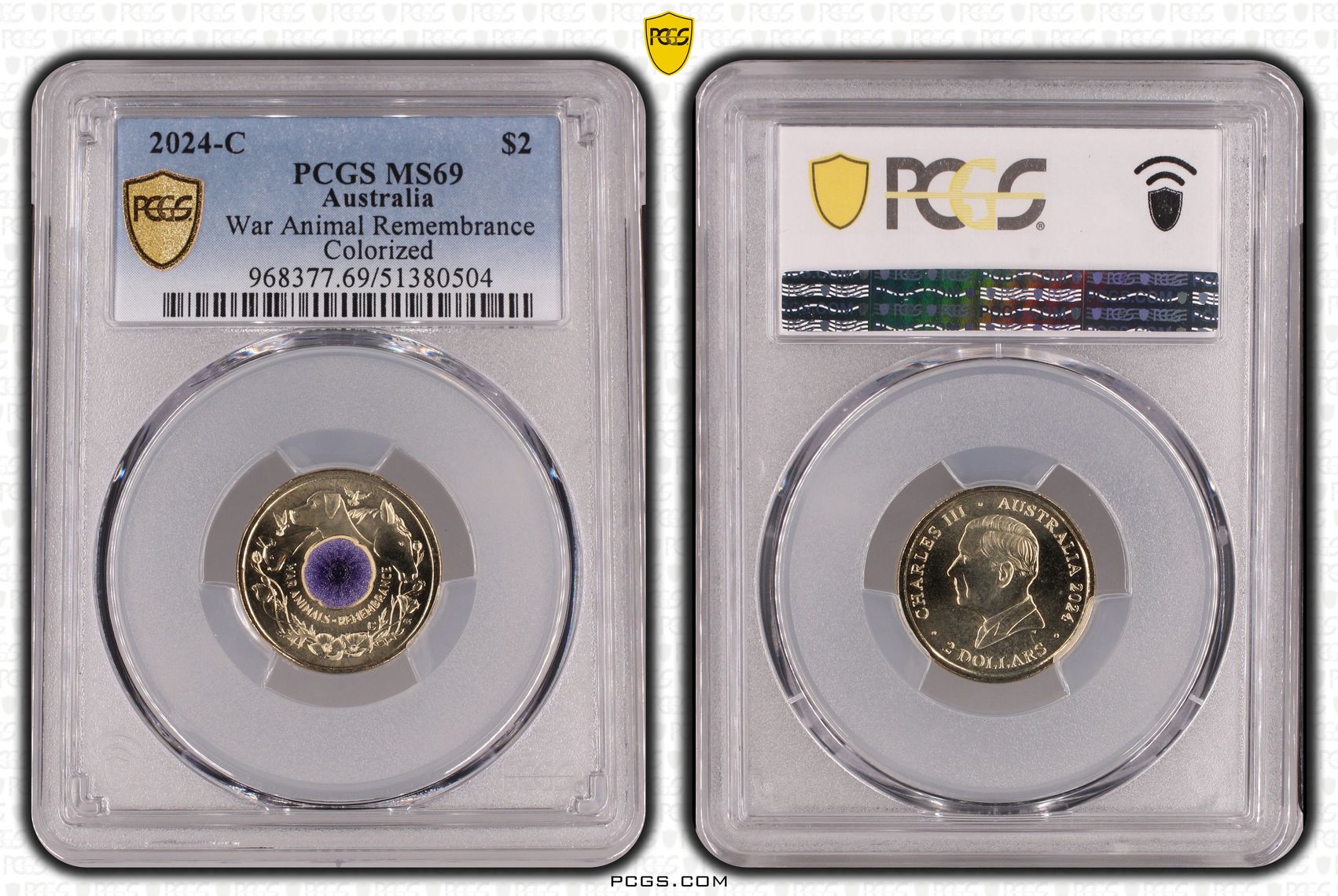 War Animal Remembrance Colorized, Two Dollar, 2024-C, PCGS MS69