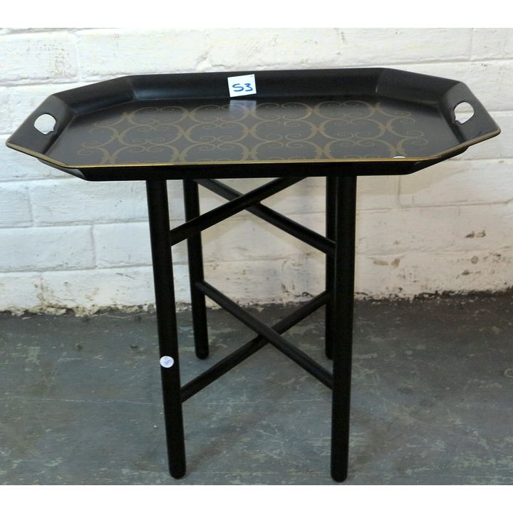 TOLE WARE TRAY ON STAND,