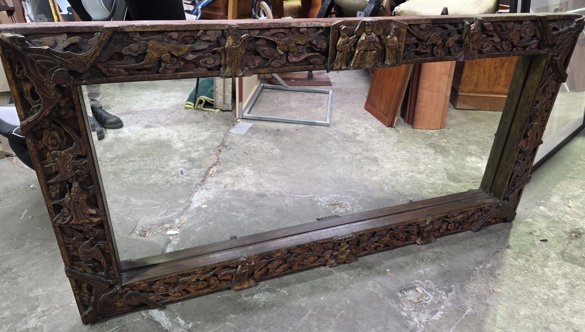 A LARGE CHINESE WALL MIRROR