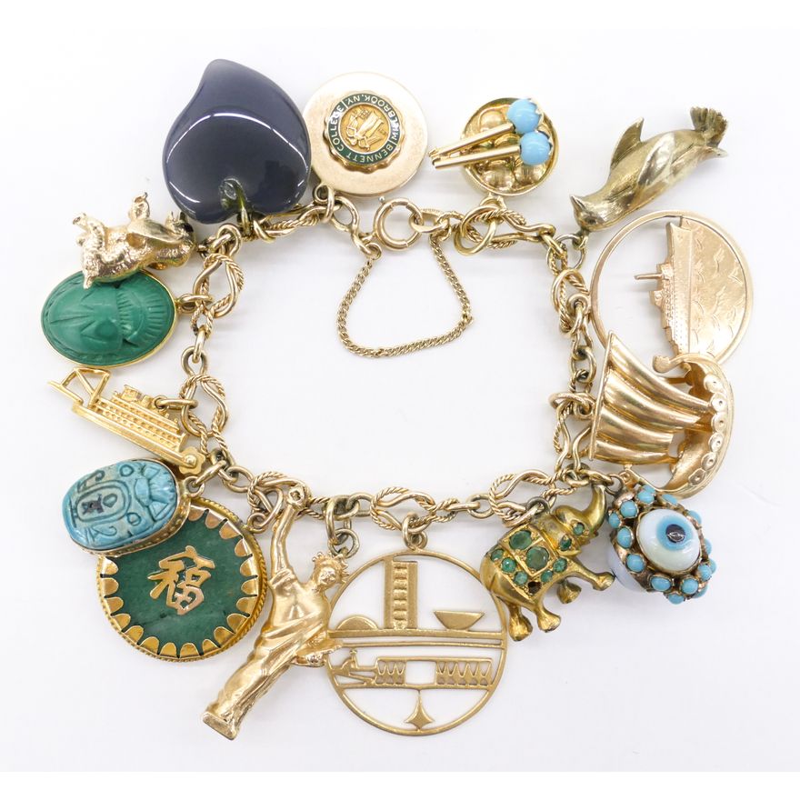 Vintage 14k Loaded Charm Bracelet