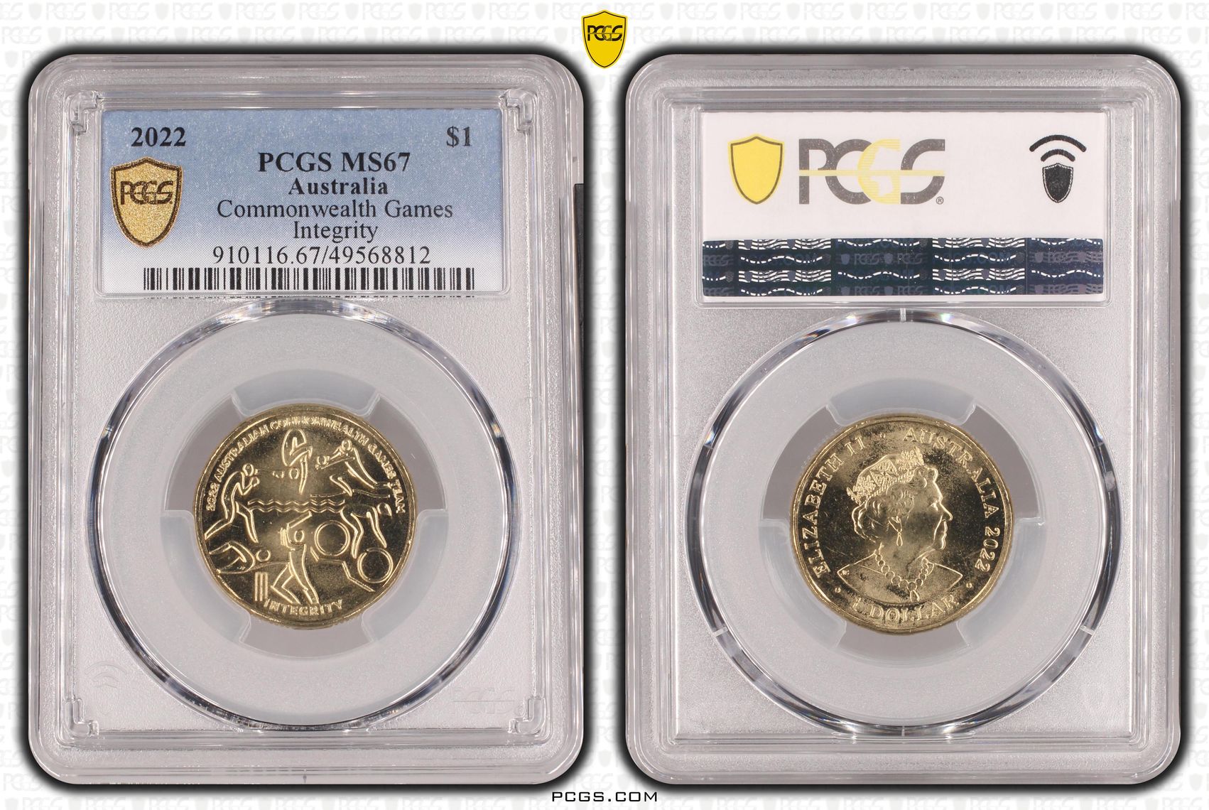 Commonwealth Games -Integrity , One Dollar, 2022, PCGS MS67