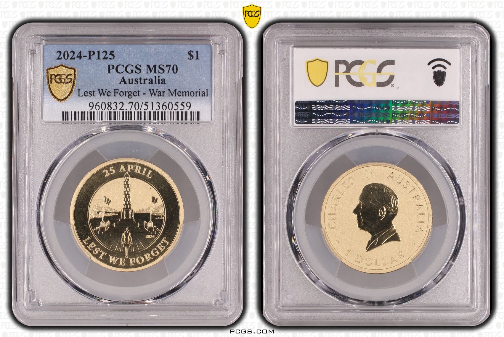 Lest We Forget - War Memorial, POP 2/0, One Dollar, 2024-P125, PCGS MS70