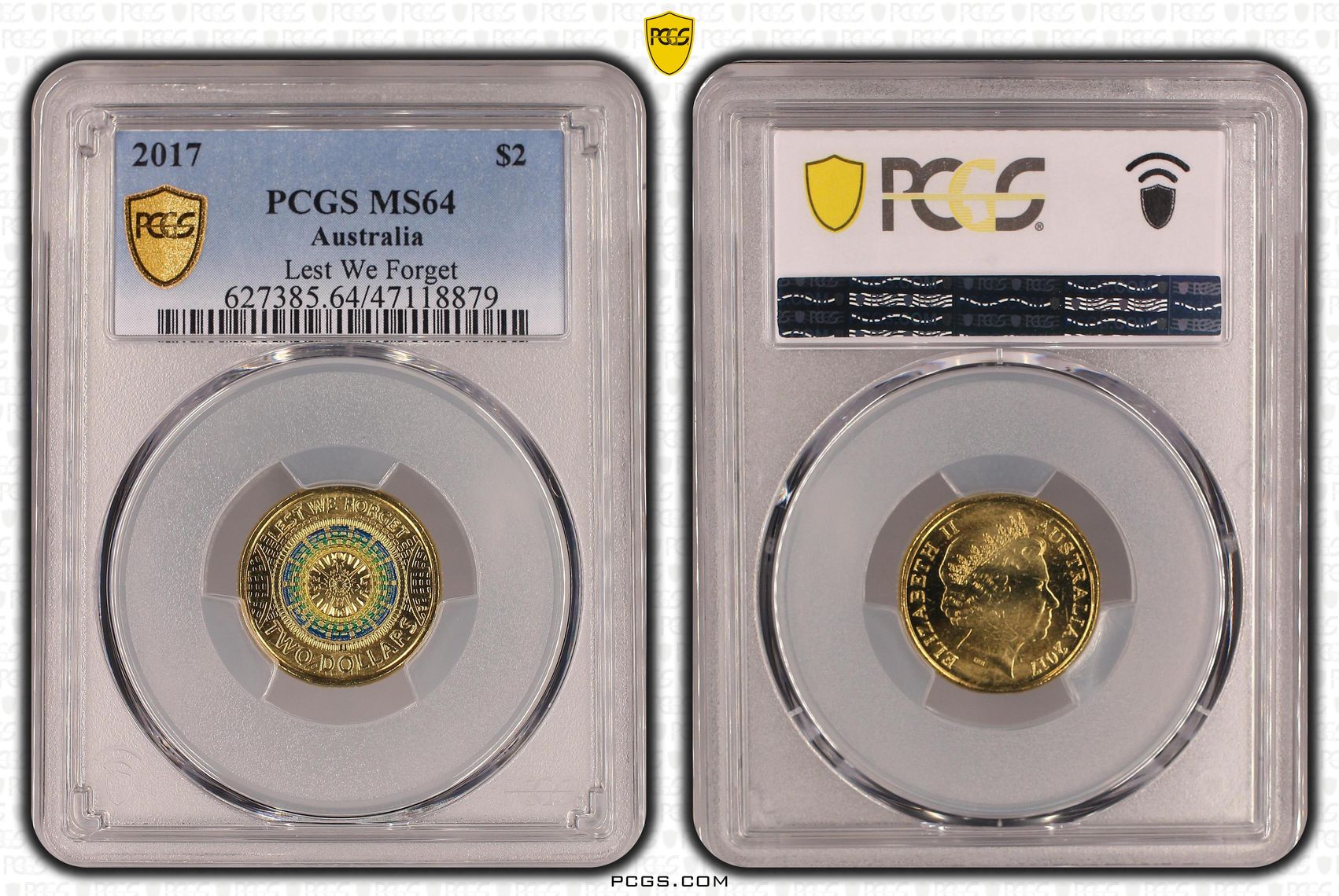 Elizabeth II, Lest We Forget, Two Dollar, 2017, PCGS MS64